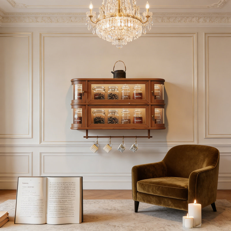 Armoire de rangement murale en bois de buis massif American Luxury Style, H 43,31 po x l 11,81 po x P 19,69 po