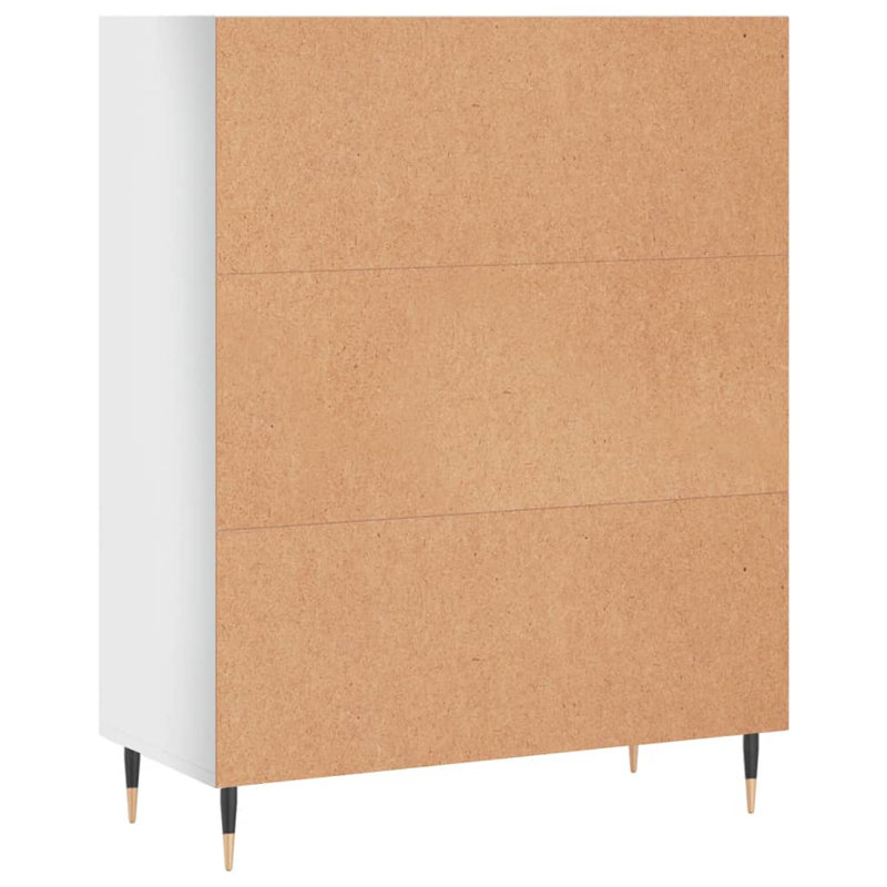  Bibliothèque en bois d'ingénierie blanc brillant, métal, Blanc très luisant