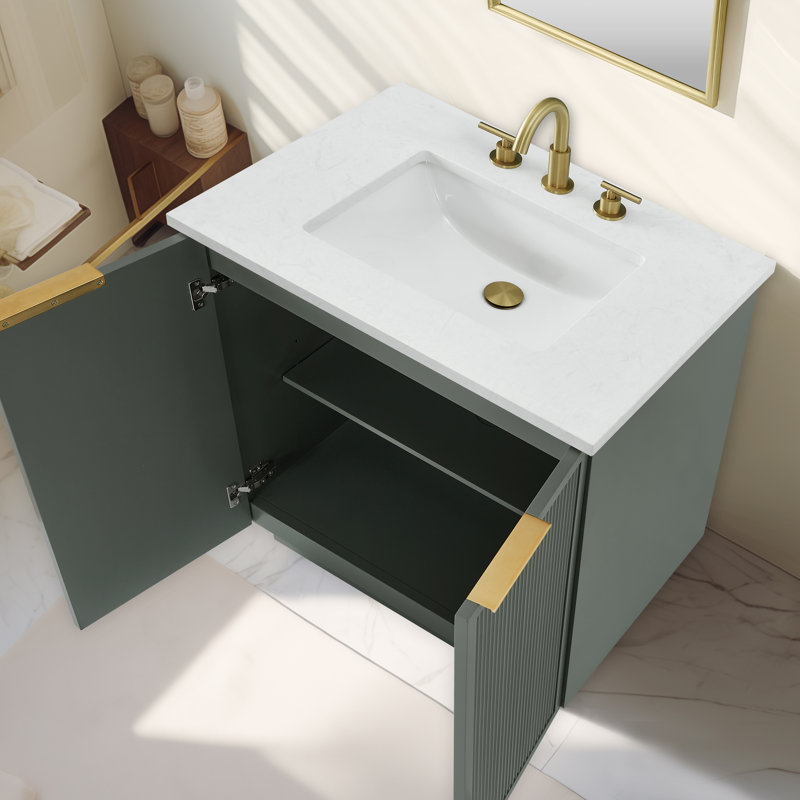 Aderyn 30" Single Vanity, Vintage Green/Brushed Bronze
