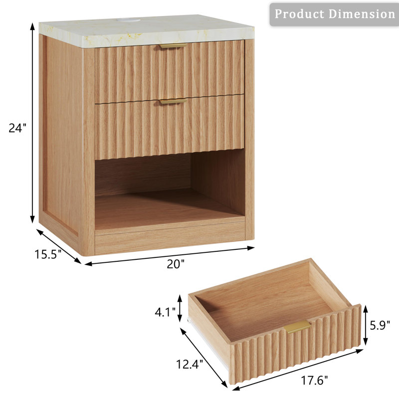 Table de chevet 24 po H avec station de charge sans fil