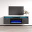 Meuble télé 63 po avec foyer électrique Aiyahna, finition brillante, fixation murale-1913120256