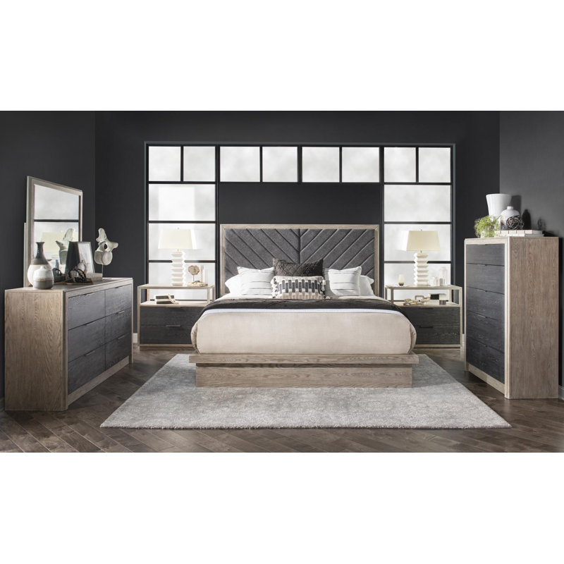 Commode moderne Halifax, 107 cm de large, 142 cm de hauteur, 46 cm de profondeur, couleur lin et java