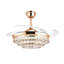 Ventilateur de plafond 47 po à 3 cercles invisibles en cristal avec télécommande et 4 pales rétractables pour ensemble de salle à manger