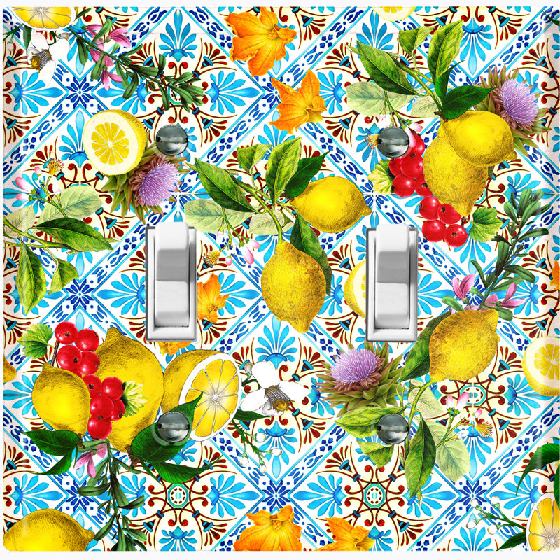 Plaque murale à 2 interrupteurs à bascule Elegant Fruit Flowers