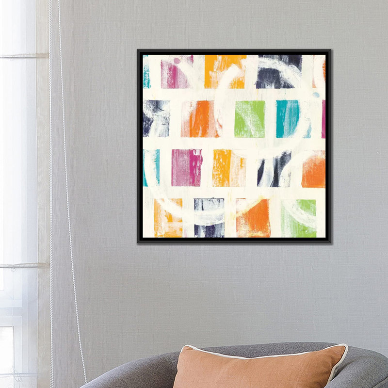 «Color Block II», reproduction d'art sur toile, H 18 po x l 18 po x P 1,5 po, Toile avec cadre noir, Pas de tapis