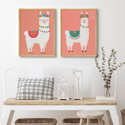 Ensemble d'art mural encadré Boho Llama