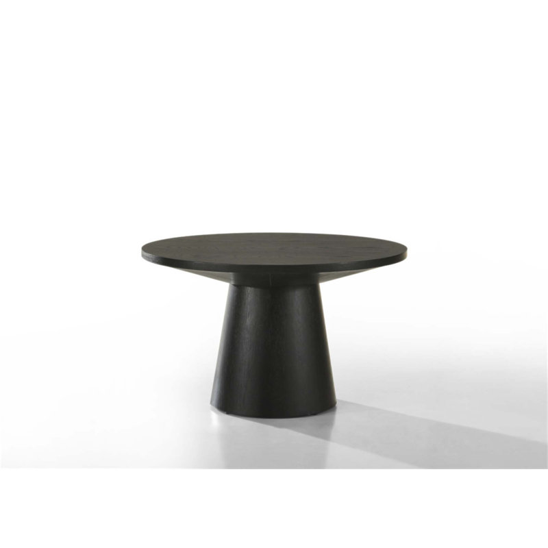 Table basse ronde en ébène de 29 po avec base à piédestal Jacopo, artisanat moderne et traditionnel