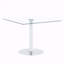 Table de salle à manger moderne en verre minimaliste carrée avec base en métal à colonne unique-961444061