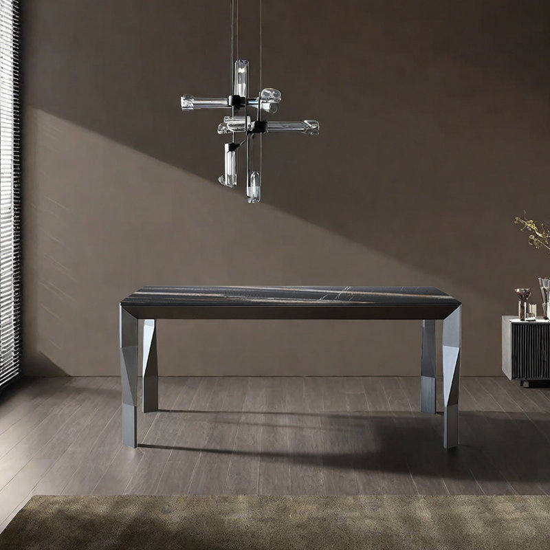 Table de salle à manger en acier inoxydable, H 29,53 po x L 70,87 po x l 31,5 po