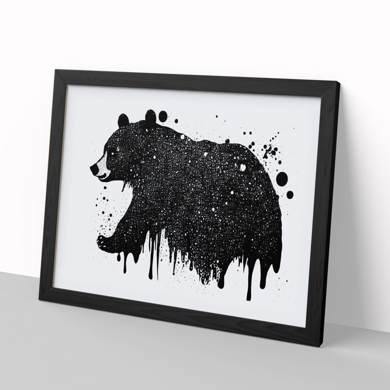 Bear Splatter - Framed Print, Black, 25cm H x 34cm W x 2cm D