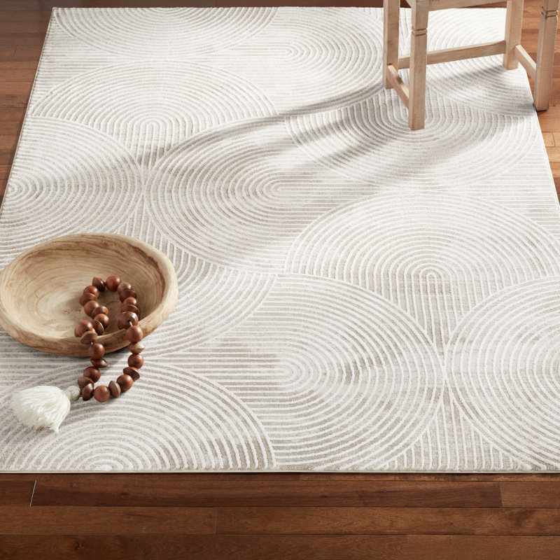 TOWN & COUNTRY Luxe Maya Soft Arches Neutral Indoor Area Rug with High-Low Texture, Ivory/Greige, Rectangle 7'10" x 10'2"
