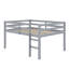 Lit mezzanine double en bois d'hévéa avec échelle-533296643