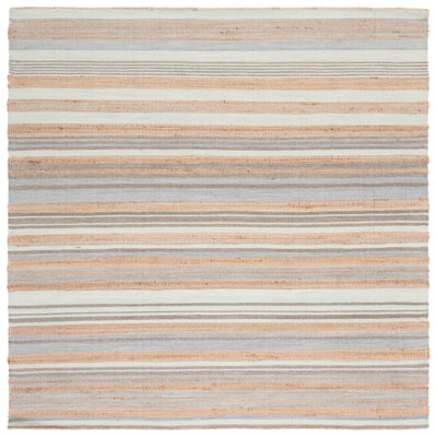 Grice Hand Woven Jute/Wool Striped Rug in Natural/Light Blue