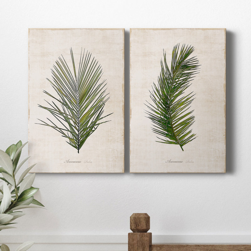 Palm Botanical I - ensemble de 2 photographies sur toile, H 12 po x l 16 po, Toile tendue, Sans cadre