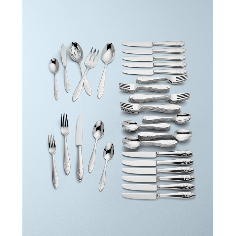 Butterfly Meadow 65 Piece 18/10 Stainless Steel Flatware Set, Service for 12