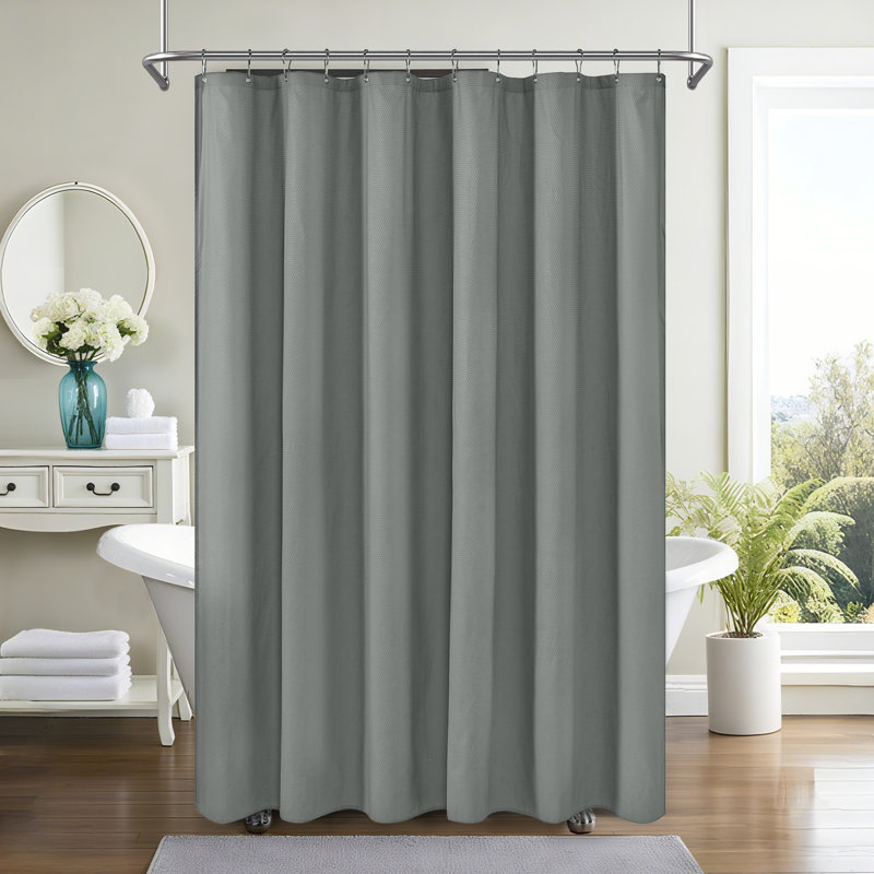 Rideau de douche doux et léger en tissu uni gaufré, Gris foncé