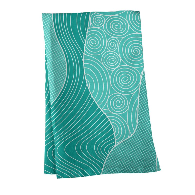 Tea Towel Kitchen Towel, Poly Twill, Dark Green/White
