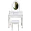 Ensemble de coiffeuse avec miroir et tabouret rembourré, coiffeuse en bois à 4 tiroirs pour chambre de fille, coiffeuse avec beaucoup de rangement-270268017