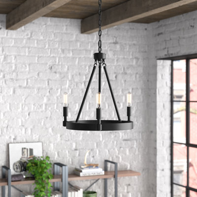 Calvin 3 - Light Dimmable Wagon Wheel Chandelier
