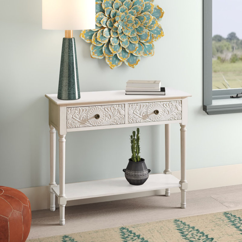 Console rustique et moderne de 35,5 po Addyson, Blanc vieilli