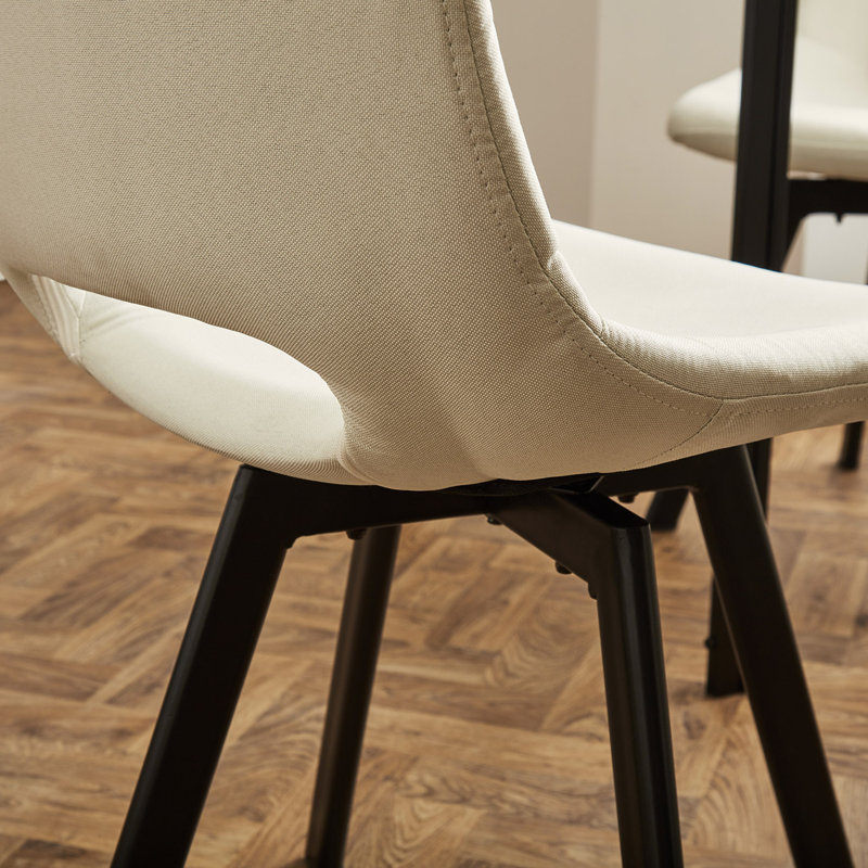 Margot 48.5cm H Linen Upholstered Desk Chair, Black, Cream