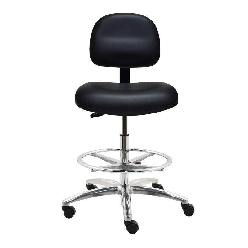 Inbox Zero Luiza Vinyl Drafting Chair, Noir