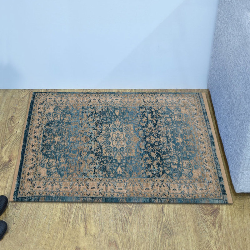 MACHINE MADE POLYESTER AREA RUGS - Rectangle | Blue Color, Classic Oriental Traditional  Design, Low Pile Machine Made Area Rugs for Living Room, Bed Room