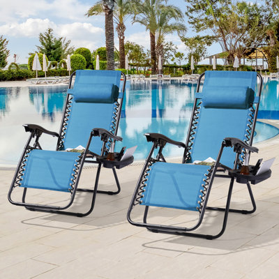 Zero Gravity Lounge Chair Recliners w/ Cup Holder Tray by Latitude Run