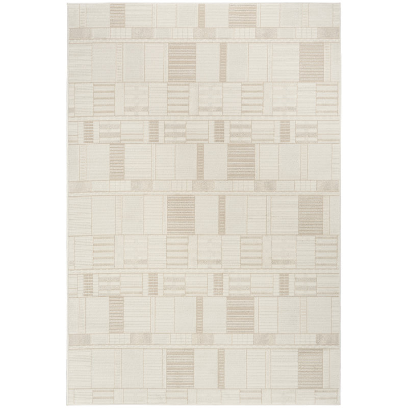 Ebern Designs Faunsdale Ivory Beige Modern Indoor Rug, Rectangle 5' x 7'