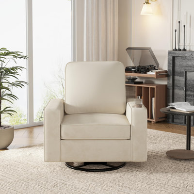 Chaise d'appoint pivotante carrée avec accoudoirs larges