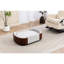 Style scandinave, animal de compagnie, lit surélevé pour chien, dossier en bois cintré, gris, velours, coussin amovible, grande taille en noyer ventilé, frais et facile à assembler