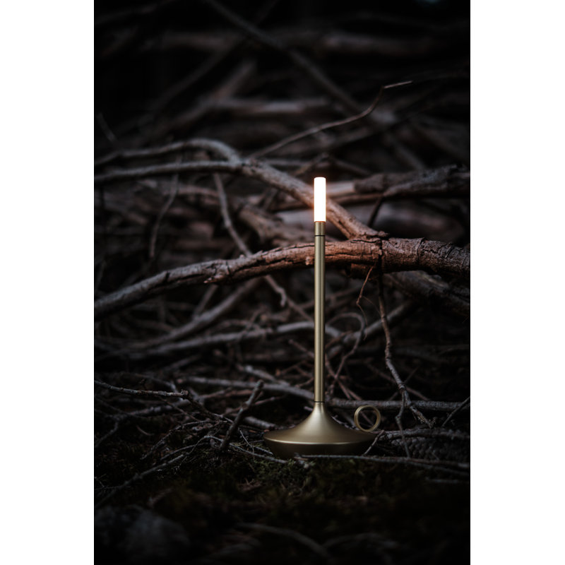 Candle-Inspired Portable Rechargeable Lamp - Wick, 10.2" H x 4.7" W x 4.7" D, Brass