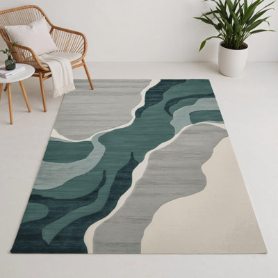 Tapis intérieur et extérieur vert Watercolor