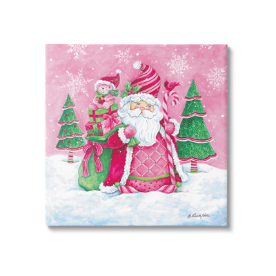 «Pink & Green Santa Scene» par Diane Kater sur toile