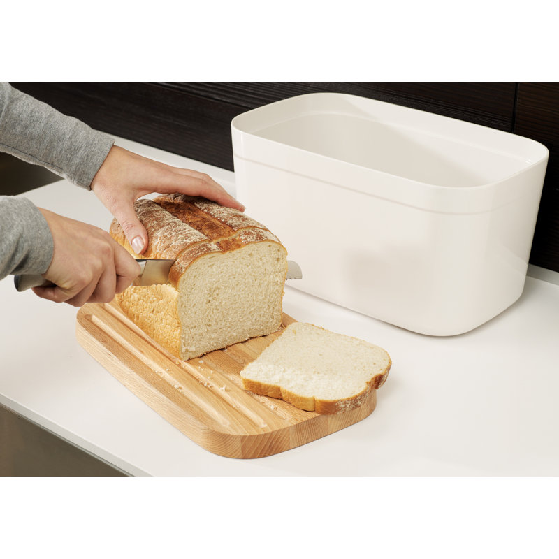Joseph Joseph Bread Bin With Bamboo Lid, White