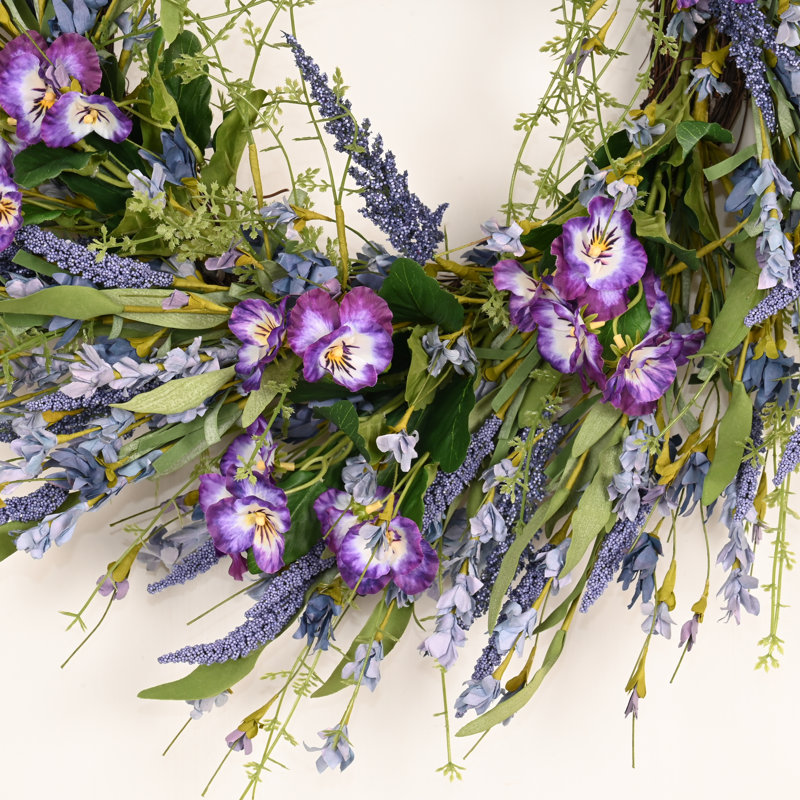 Couronne de porte 22 po, Vert/mauve
