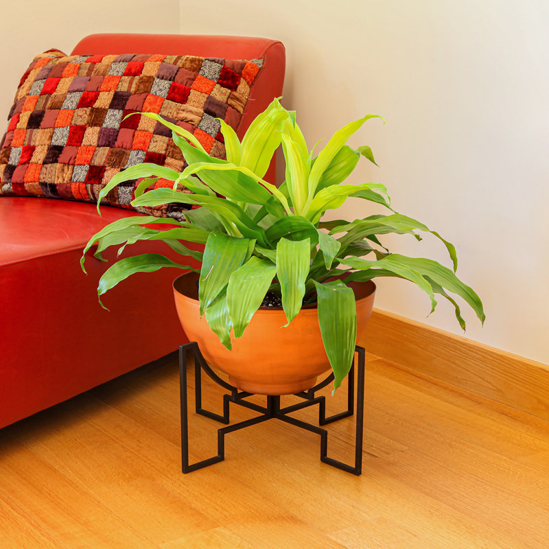 Metal Pot Planter, Burnt Sienna, 13.25" H x 16" W x 16" D