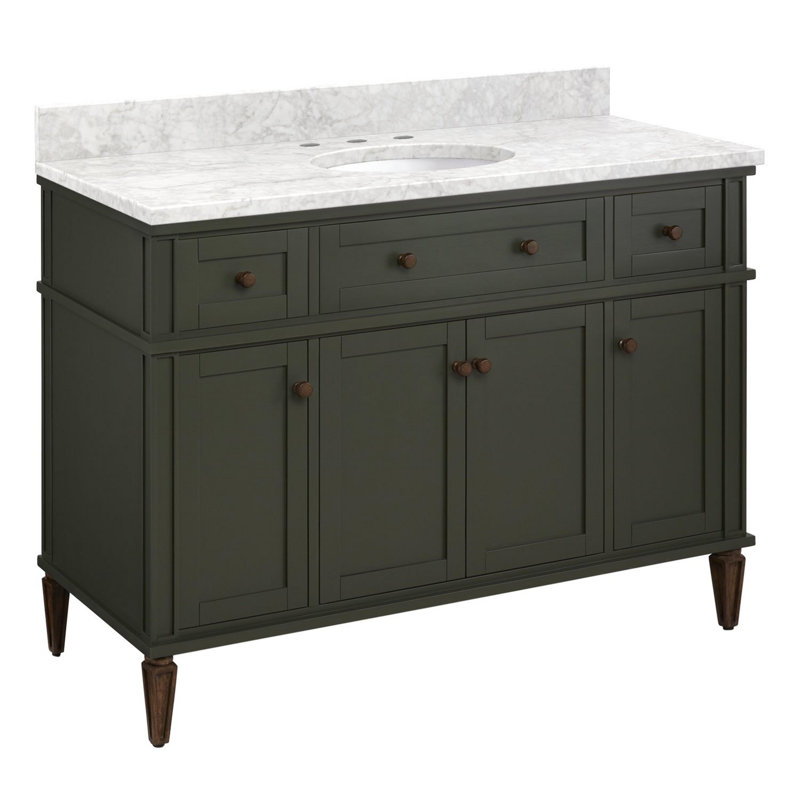 Elmdale 48" Freestanding Mahogany Single Basin Vanity Oval Undermount Sink - 8" Faucet Holes, Dark Olive Green