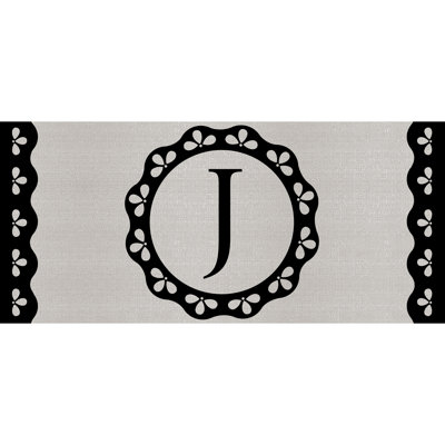 Monogramme à coquille de 22 po x 10 po tapis de porte extérieur antidérapant Sparacino
