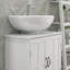 Armoire de salle de bain piédestal avec tablette ajustable, blanc