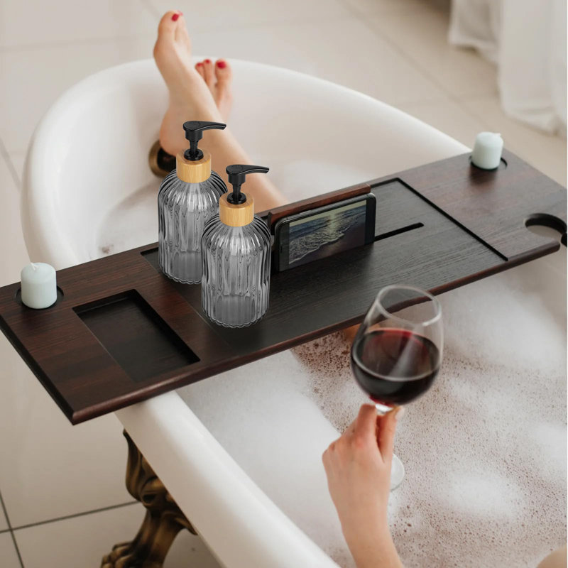 Distributeur de savon en verre avec pompe, paquet de 2 distributeur de savon à main à rayures verticales 13,5 oz pour laver à la main, laver la vaisselle, distributeur élégant pour la salle de bain et la cuisine
