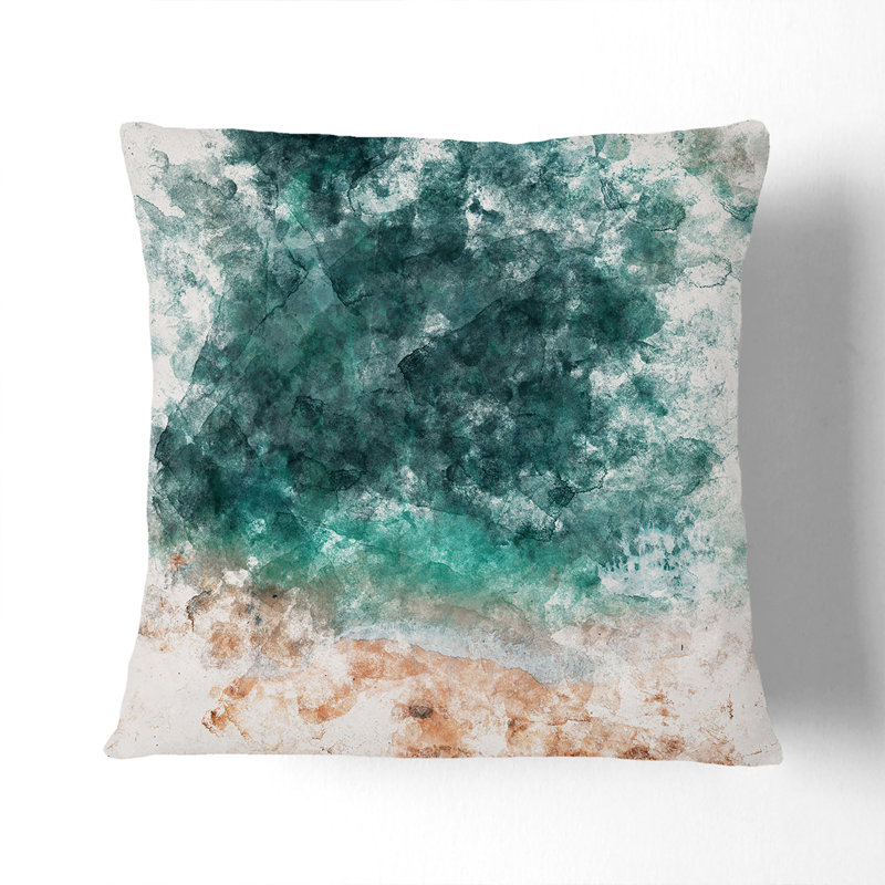 Ocean Meets the Sand Watercolour Cushion with Filling, 55cm H x 55cm W x 20cm D