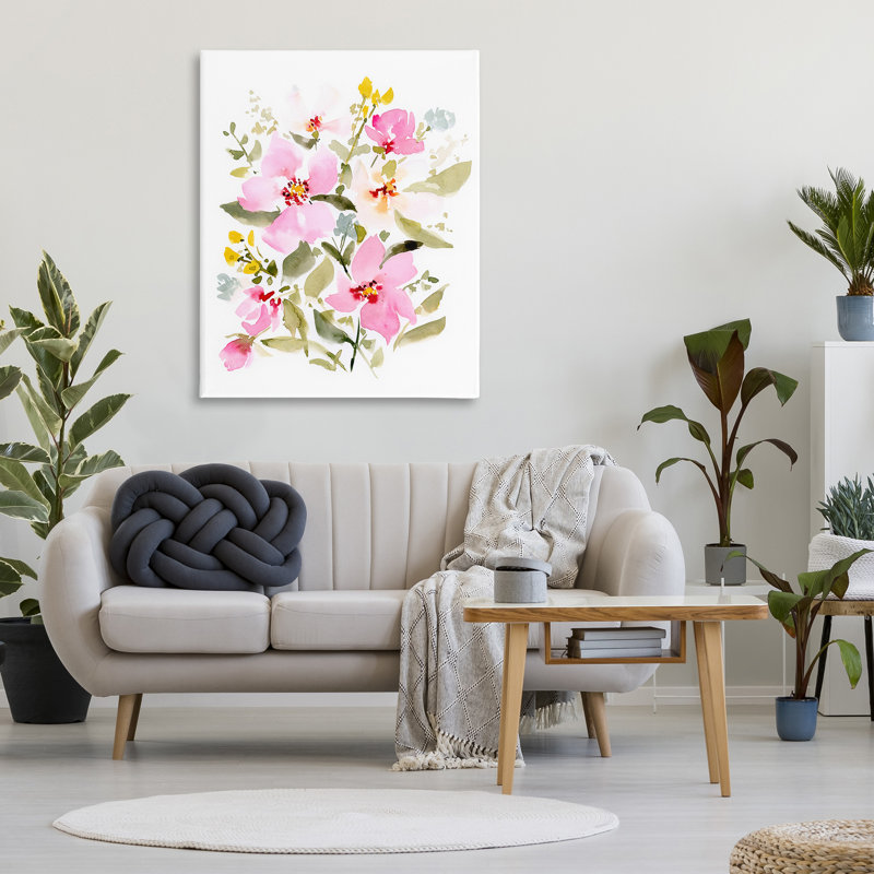 Art mural à motif de fleurs roses par Victoria Barnes, H 48 po x l 36 po x P 1,5 po, Toile tendue