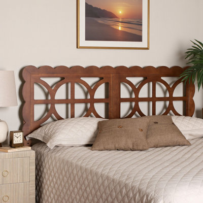 Bryn Full Size Wood Headboard with Scalloped Frame in Geometric Cutout Decorative Panel