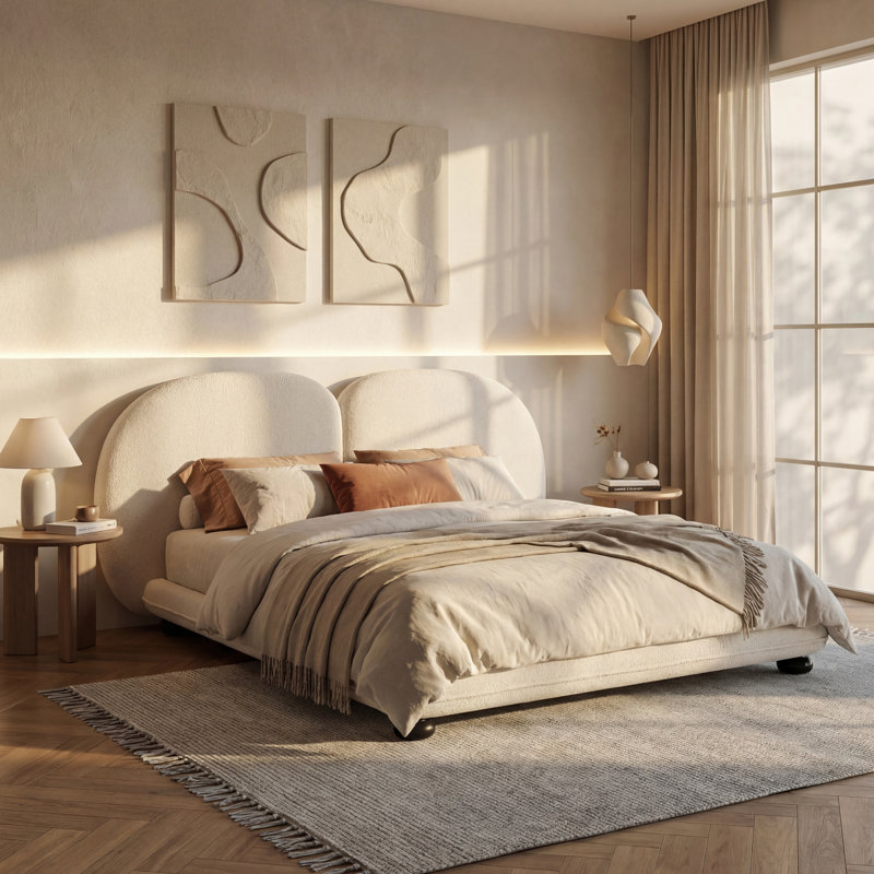 Lit plateforme tapissier Veloura, Grand lit