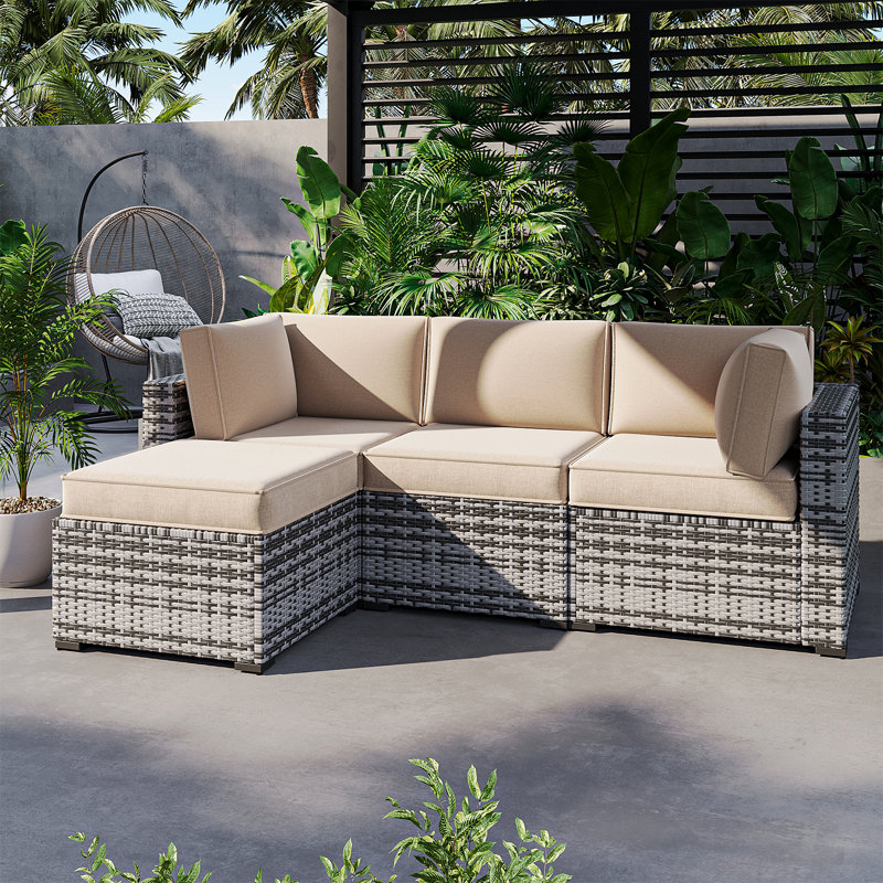 9 housses de coussin de patio de 4 po d'épaisseur 9 pièces - Remplacement hydrofuge pour canapé modulaire 4 places, Beige