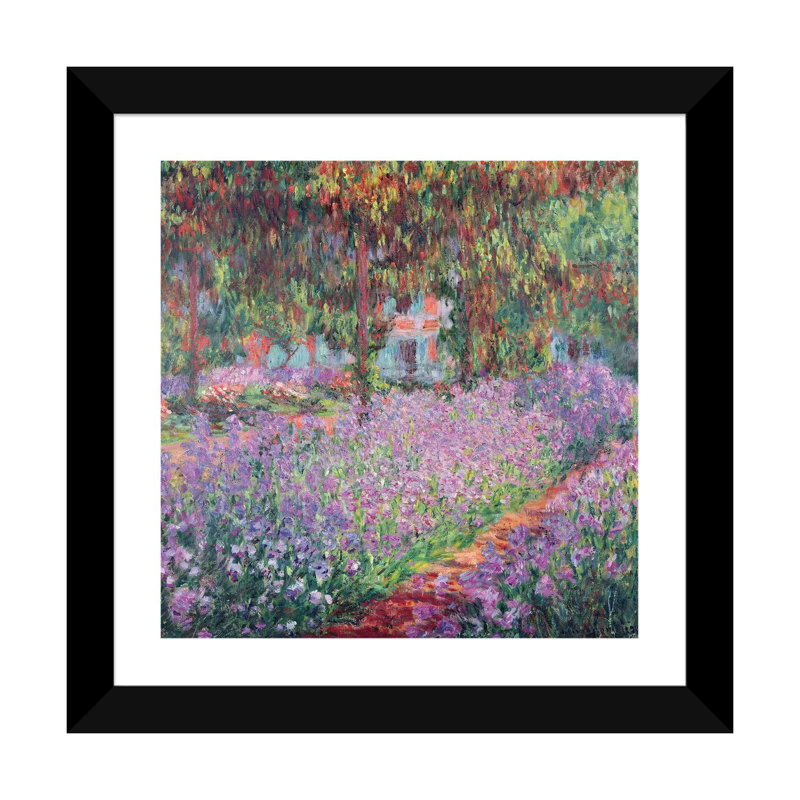 "Le jardin de l’artiste à Giverny" par Claude Monet 1900, reproduction d’art, H 16 po x l 16 po x p 1 po, Papier encadré noir