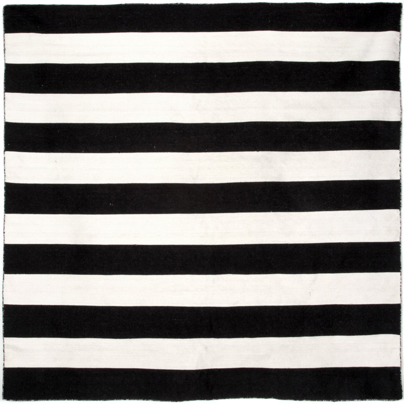 Tapis intérieur / extérieur noir tissé à plat Caruso, Carré 8 pi