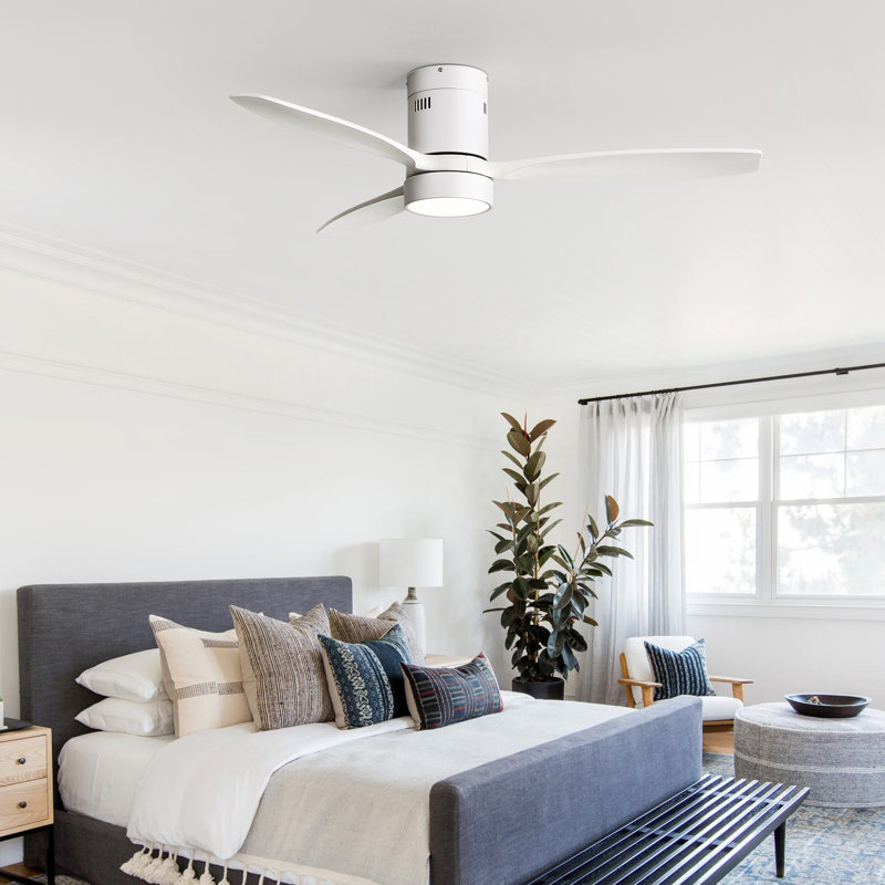 52" Modern Solid Wood Smart Dimmable Ceiling Fan With 3cct Led Lights, 6-speed Reversible Dc Motor, Timer, Remote & App Control