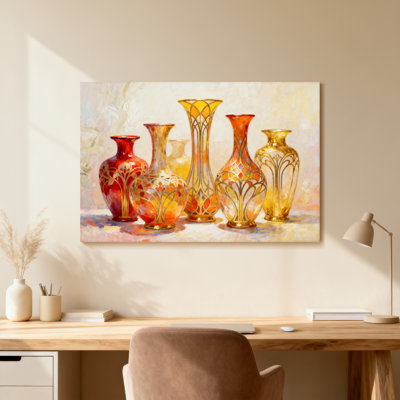 Motif artistique de vases colorés